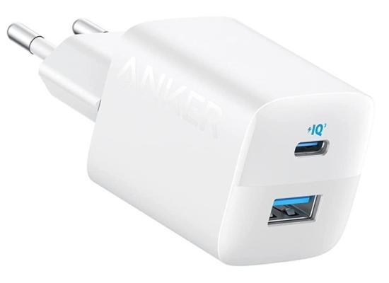 Anker USB C Charger Adapter, 33W 2 Port Compact Charger with Foldable Plug for iPhone 17/16 Series, Galaxy, and More - White